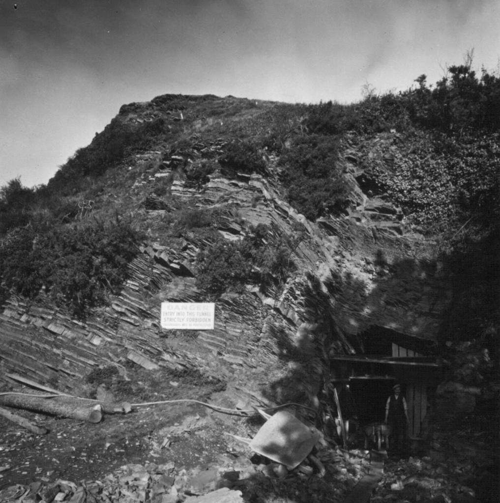 Entrance to the bomb-proof repositiory at Aberystwyth at the start of construction