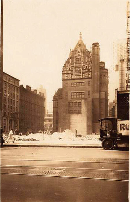 Seventh Avenue at the North West corner of 56th Street,showing rear of Broadway Tabernacle