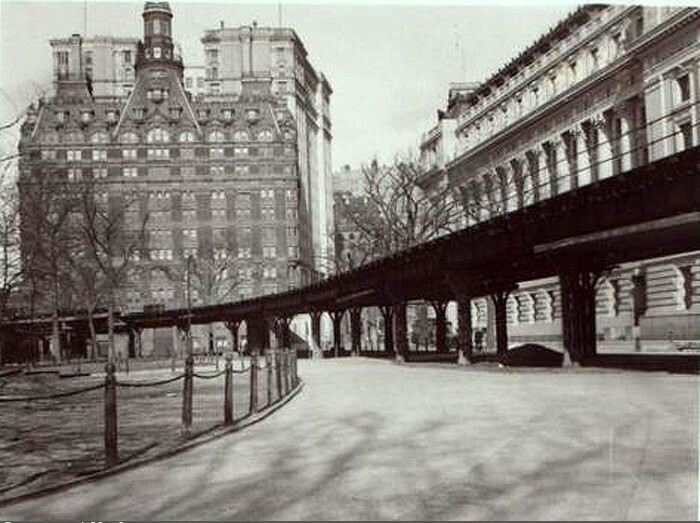 State Street, north from Bridge Street to Battery Place, showing the old El spur upon same