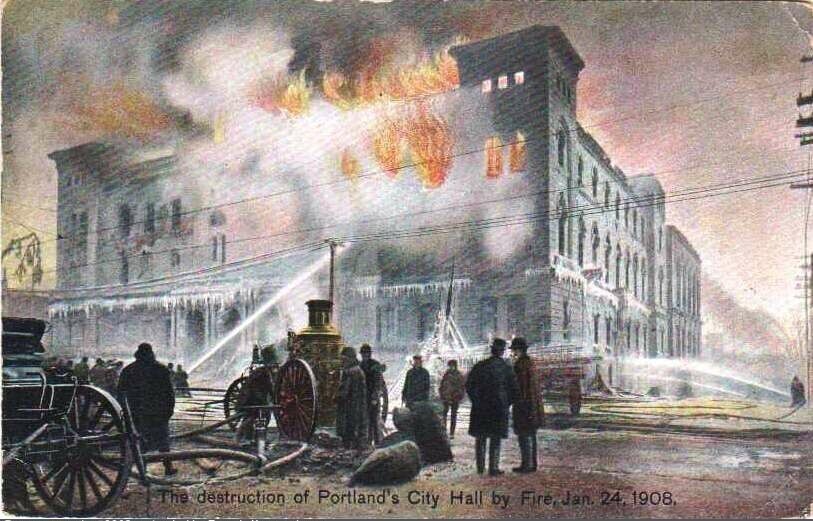 Portland. Destruction of City Hall by Fire