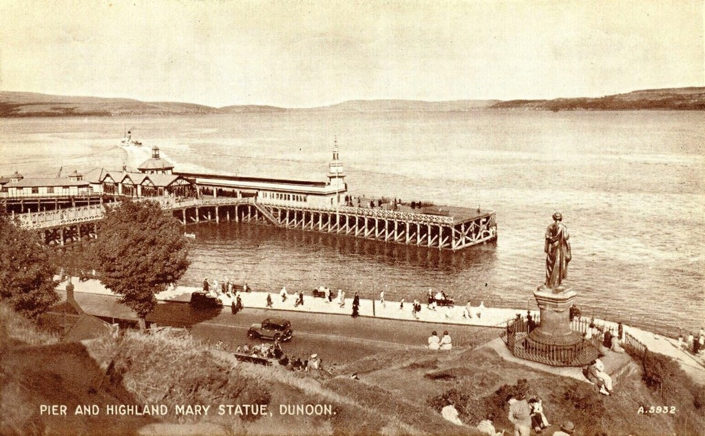 Dunoon. Pier & Highland Mary Statue