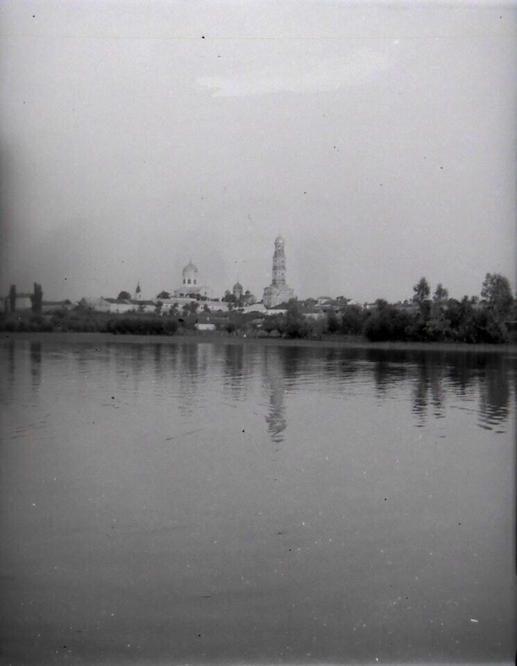 View of the New-Neamt monastery from the shore of Lake Lyman
