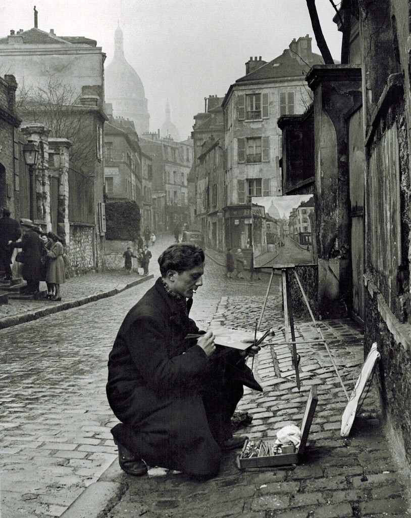 Painting Sacre-Coeur from the ancient Rue Norvins in Montmartre, Paris