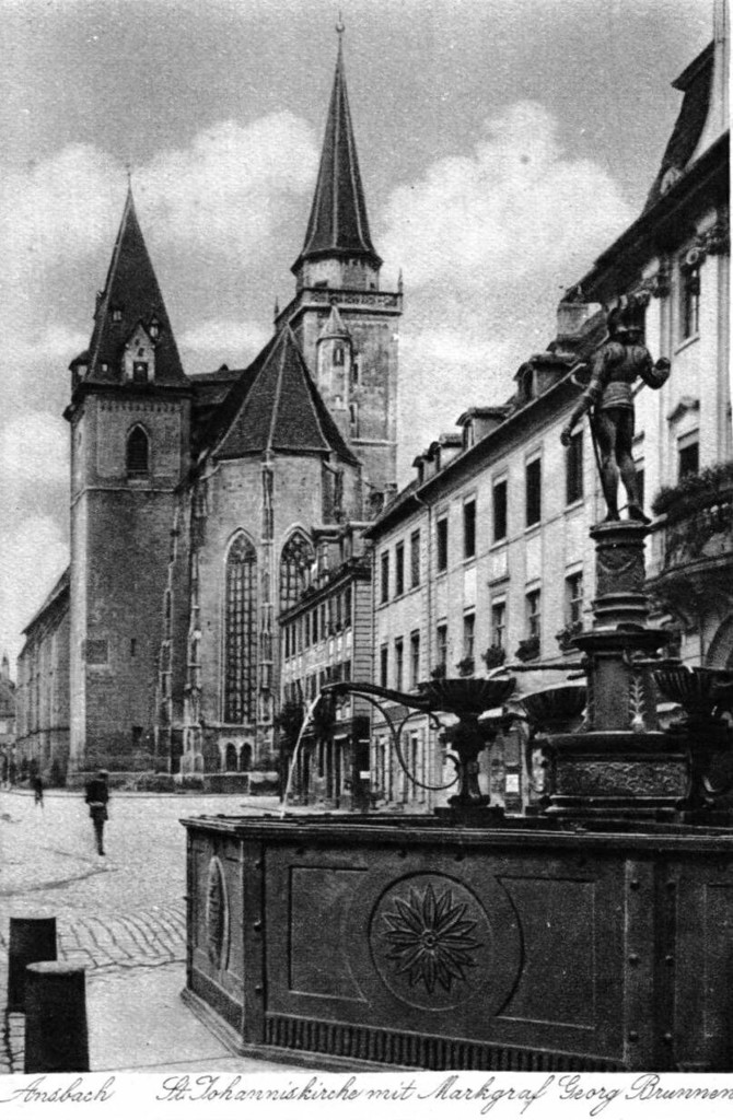 Ansbach. Markgraf Georg Brunnen & Kirche St. Johannis