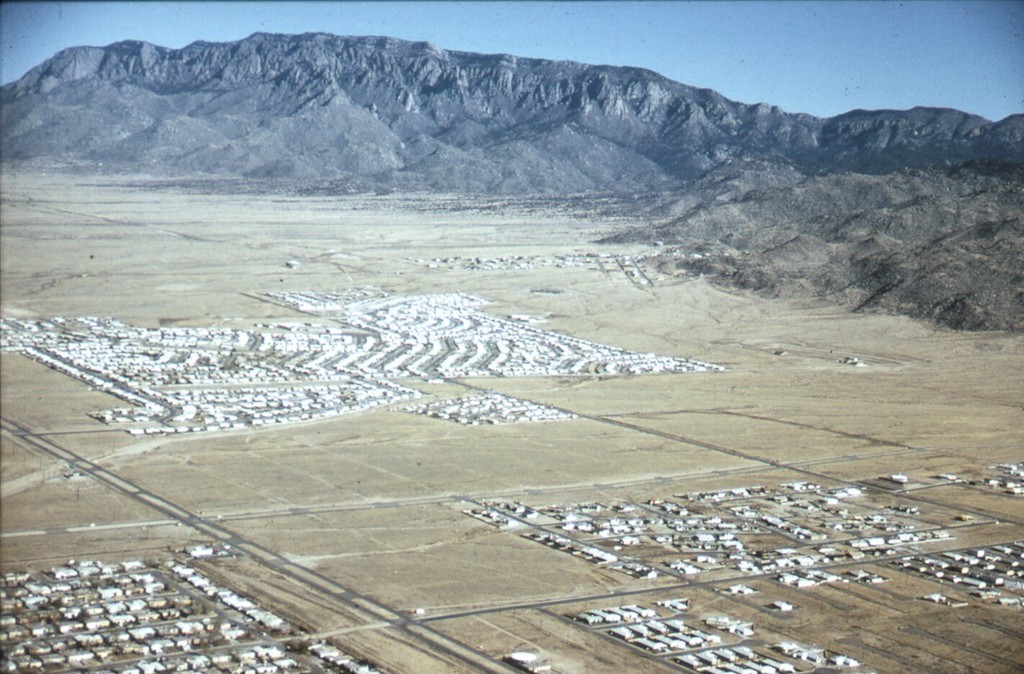 An aerial view of the Northeast Heights community