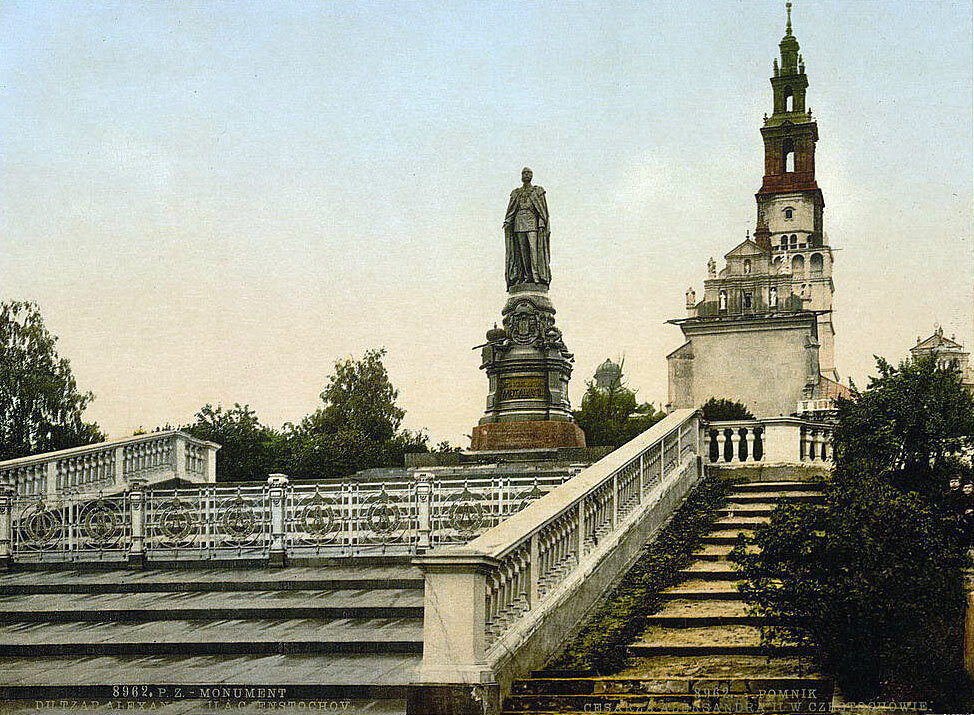 Chenstokhov. Pomnik Aleksandra II w klasztorze na Jasnej Górze