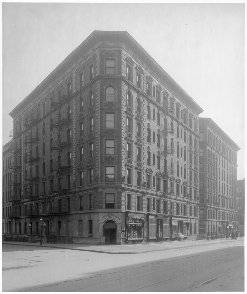 West 114th Street at the southwest corner of St. Nicholas Avenue. The Lucille apartment house