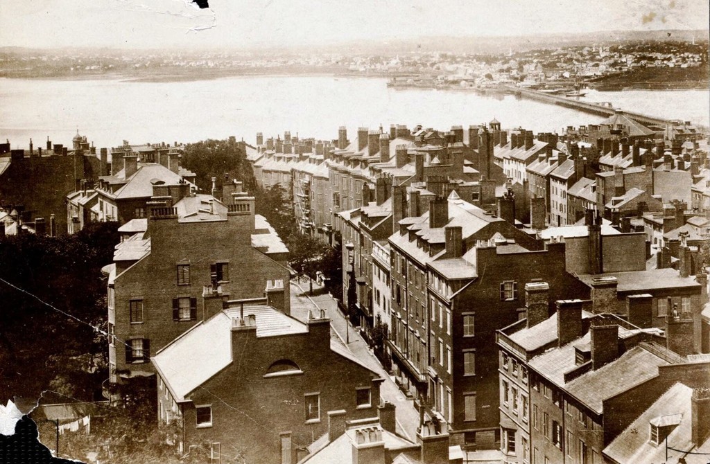 Old Boston from State House looking northwest (Pinckney Street in foreground)