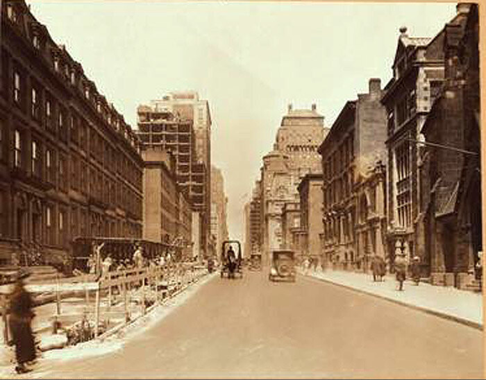 Madison Avenue, north from 35th Street, showing transition era in the J.P. Morgan neighborhood.