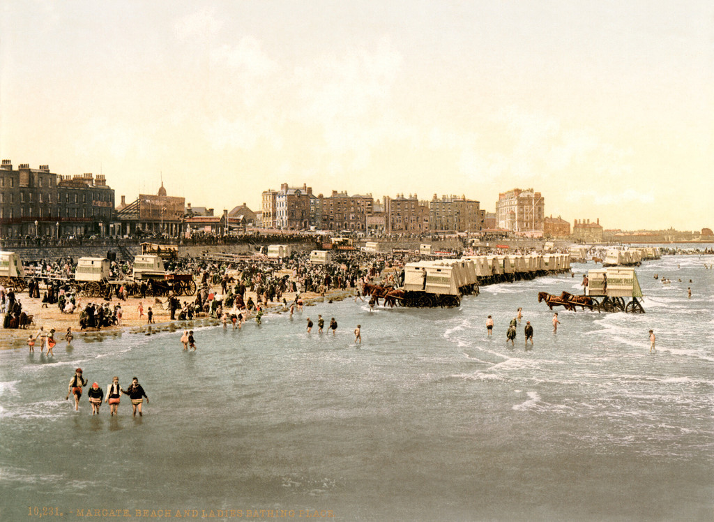 The beach and ladies' bathing place, Margate, Kent