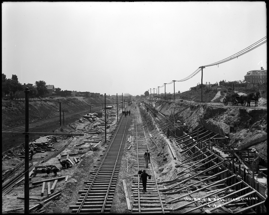 Sea Beach Line and Long Island Railroad cut, north near 11th Avenue