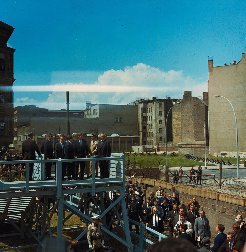 President John F. Kennedy on a visit to the Berlin wall