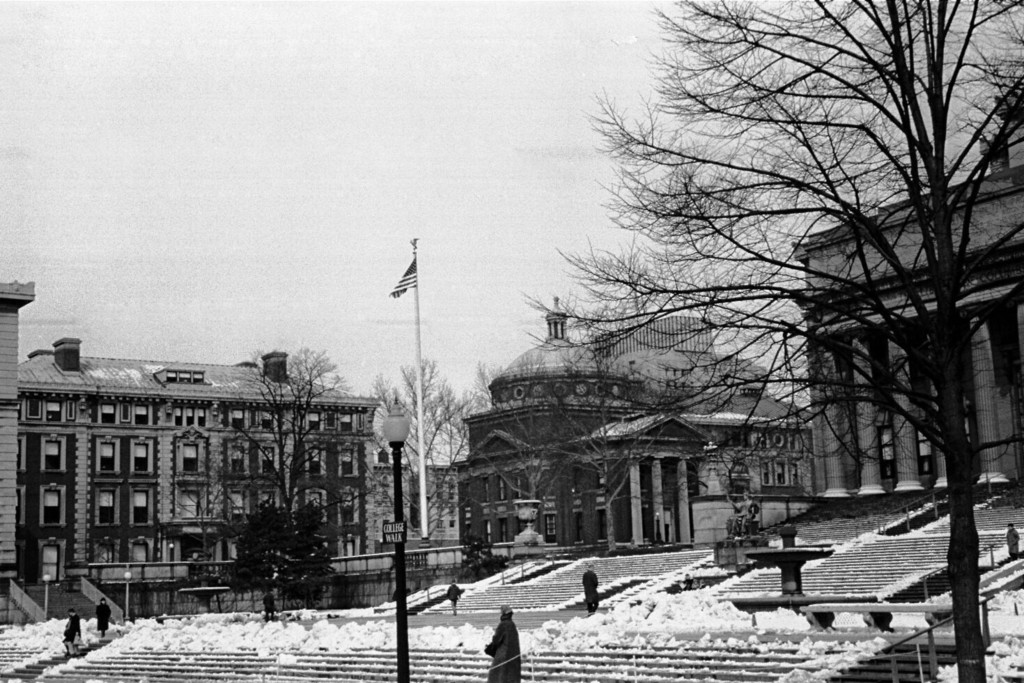 Columbia university. Snow in New York