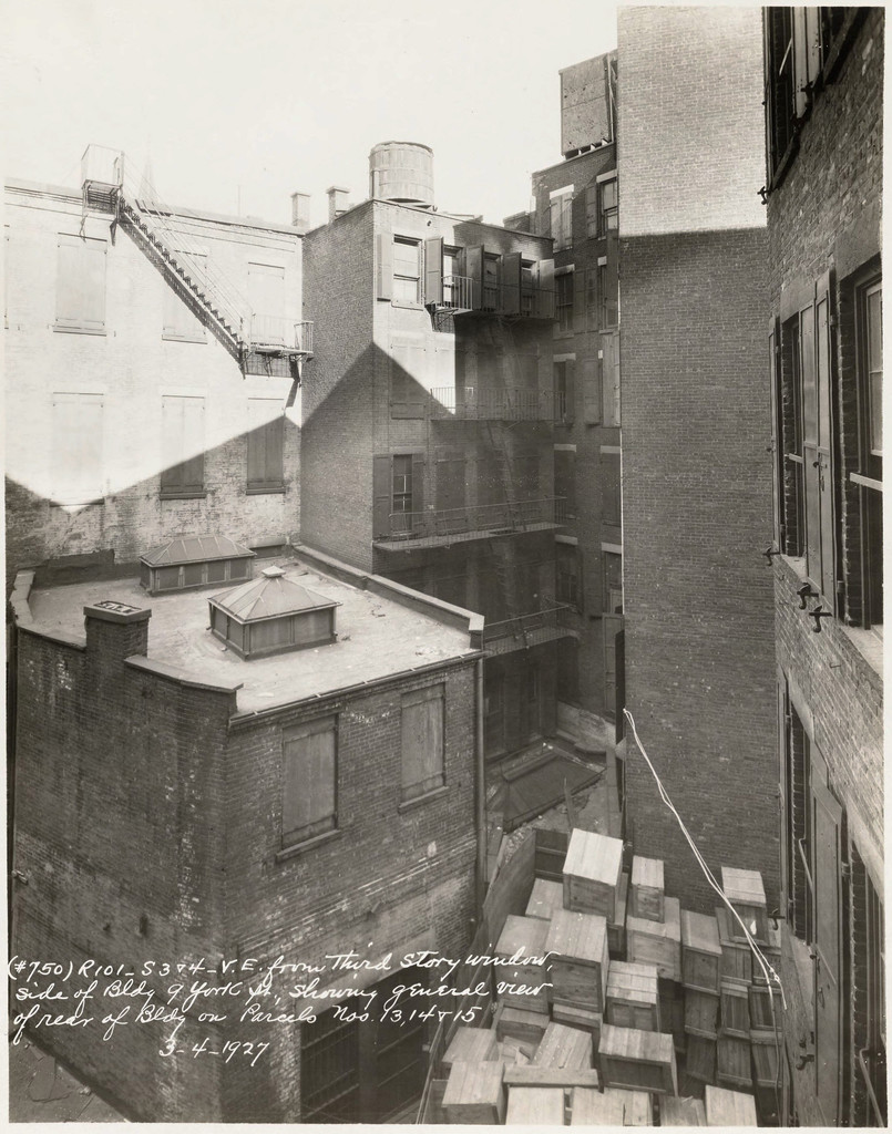 View east from third story window, side of building, 9 York Street