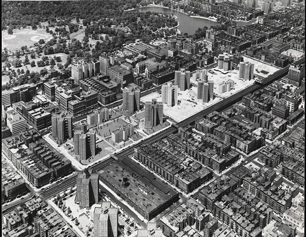 Aerial view of East Harlem, including Carver Houses