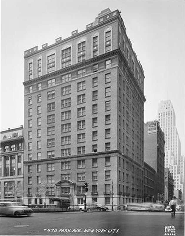 470 Park Avenue and 58th Street, S.W. corner. Apartment building, exterior.