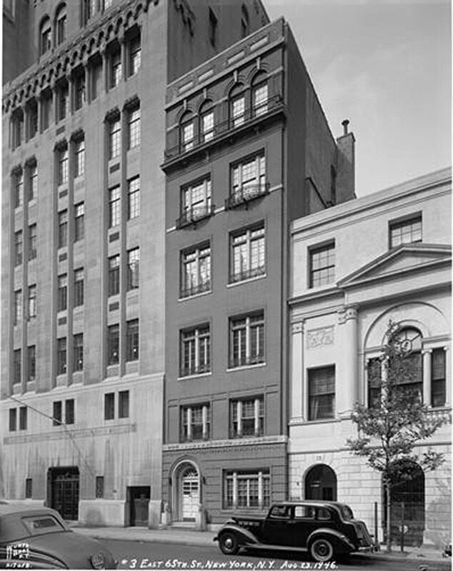 3 East 65th Street. Six story red brick building, for N.Y. Federation of Reform Synagogues.