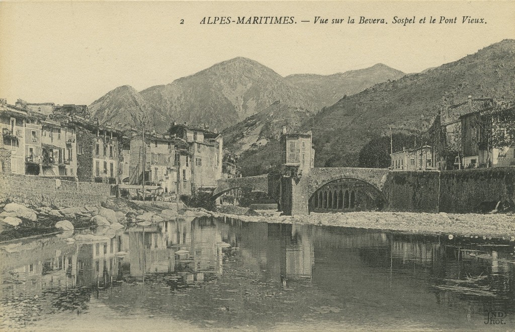 Vue sur la Bevera, Sospel et le Pont Vieux