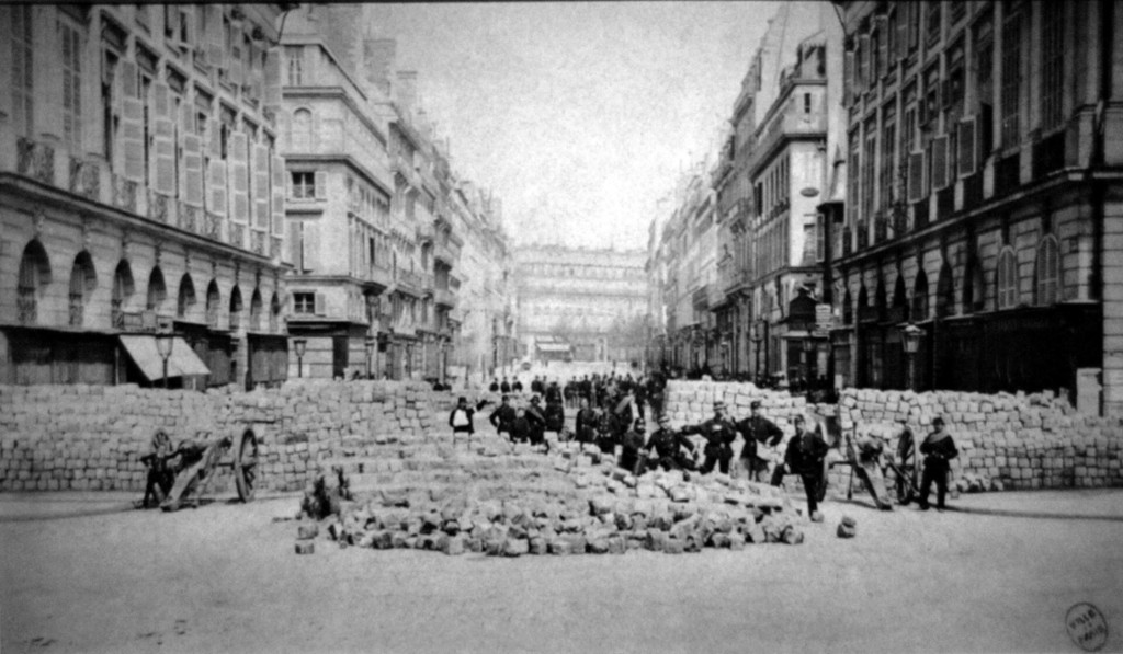 Barricade at the Place Vendôme, rue de la Paix, during the Paris Commune