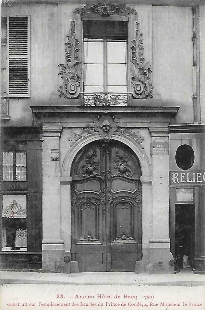 4, Rue Monsieur le Prince: hôtel de Bacq