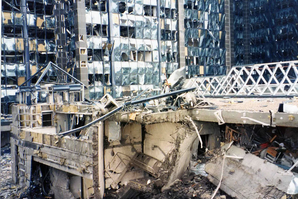 Aftermath of the London Docklands bombing