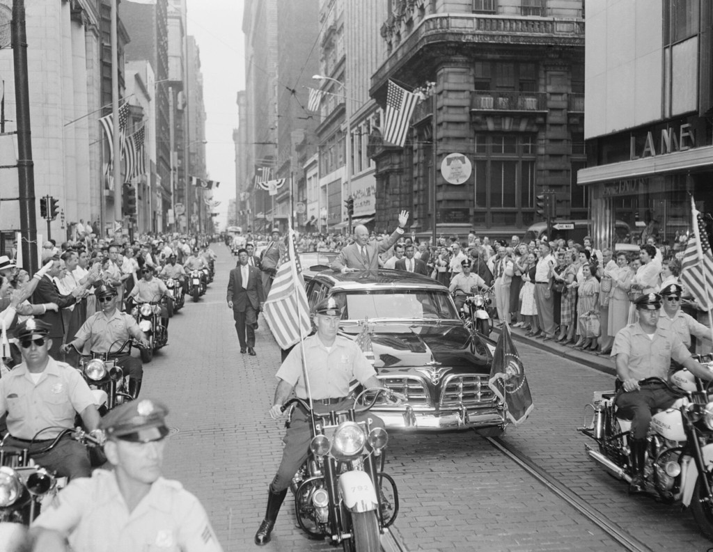 Dwight Eisenhower Waving to Supporters on Chestnut Street