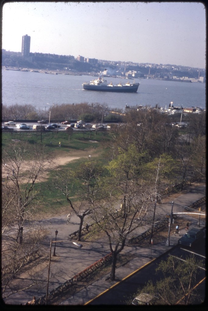 View to Henry Hudson Parkway and to a Soviet cargo ship