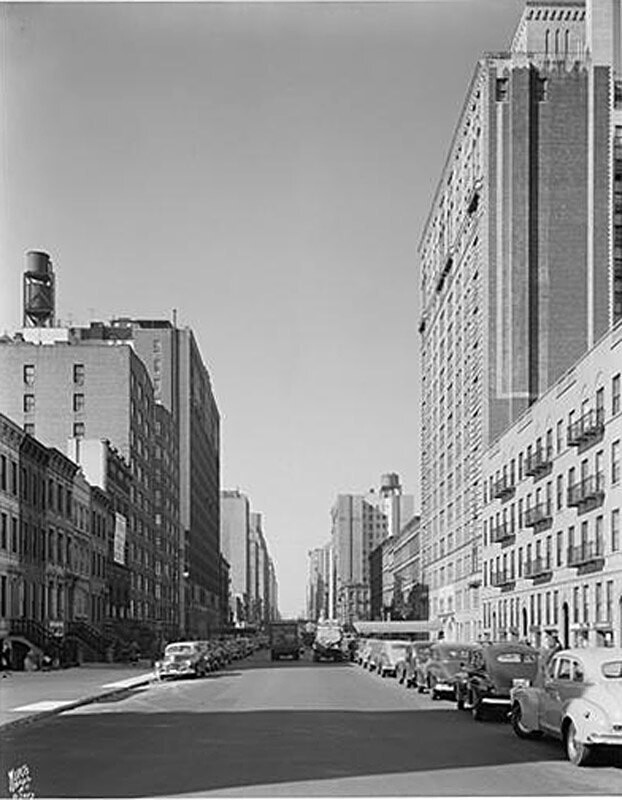 Looking west on 79th Street from 1st Avenue, showing 308 and 324-332 East 79th Street.