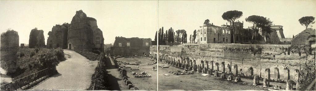 Vista panoramica del Palazzo di Cesare, Colle Palatino. Colle Palatino - Palazzo Augusteo, Stadio Domiziano