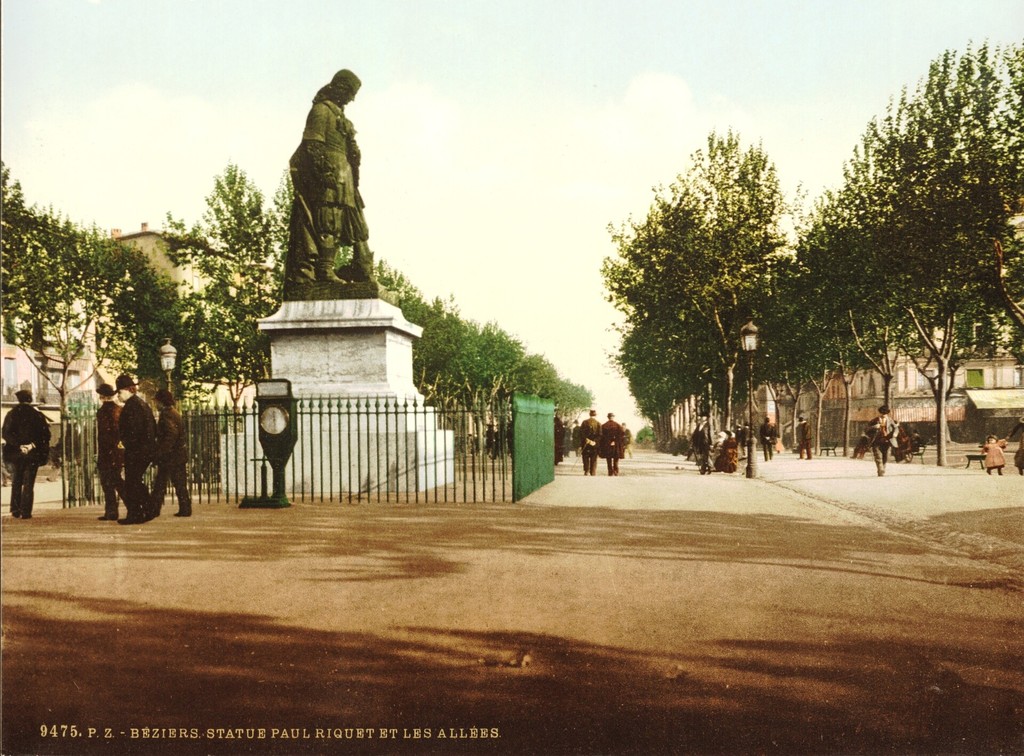 Béziers. Statue Paul Riquet et les Allées