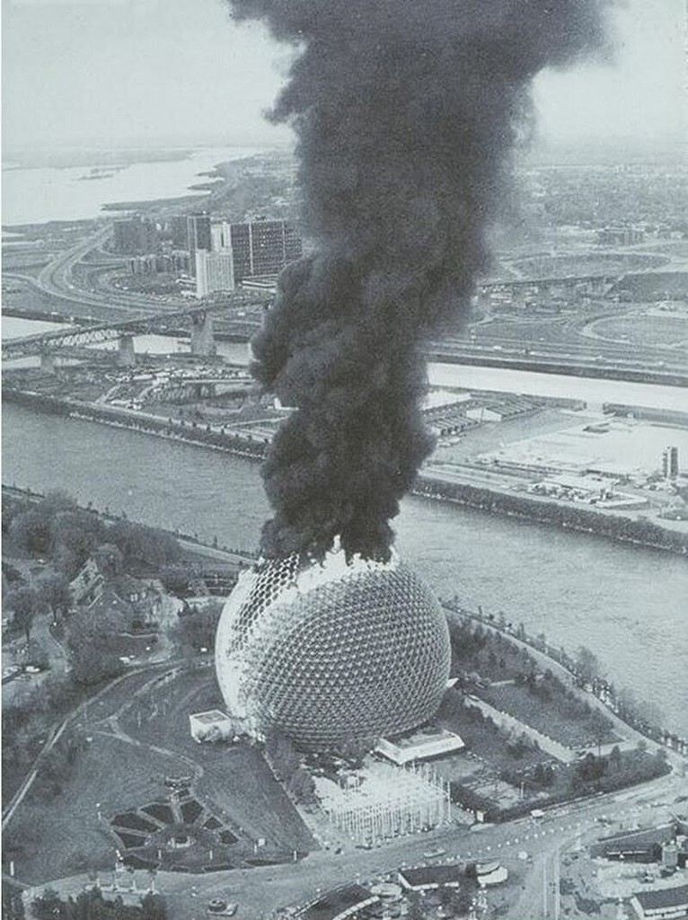 Montreal Biosphere in flames