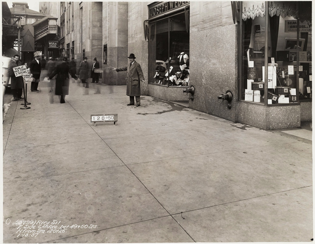 East side Sixth Avenue between West 49th Street and West 50th Street, north from