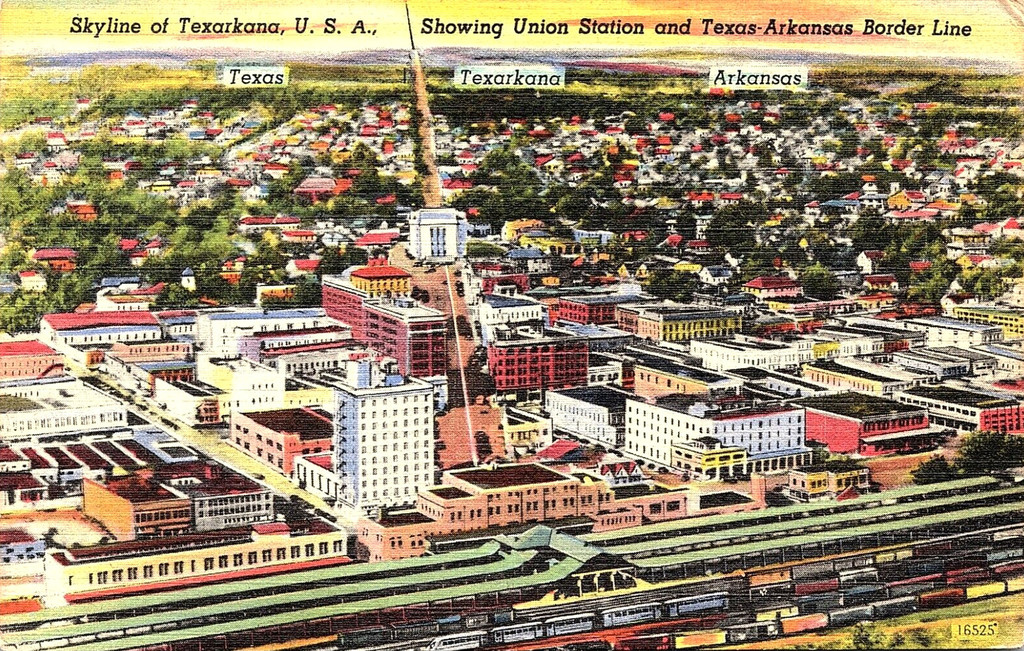 Texarkana. Union Station & Texas-Arkansas Border Line