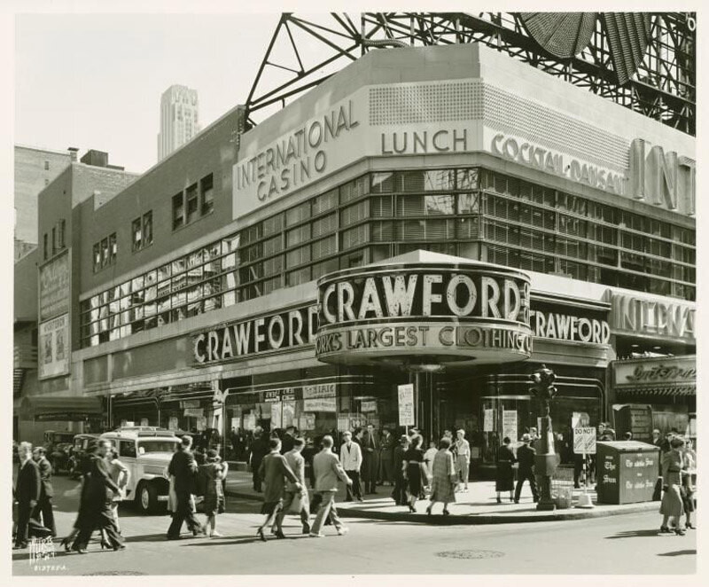 Broadway - West 45th Street, Crawford Clothing, March 1939