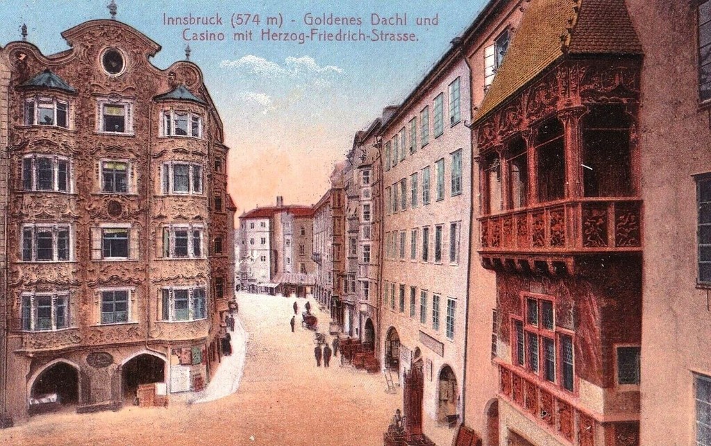 Innsbruck. Herzog-Friedrich-Straße, Helblinghaus, Goldenes Dachl