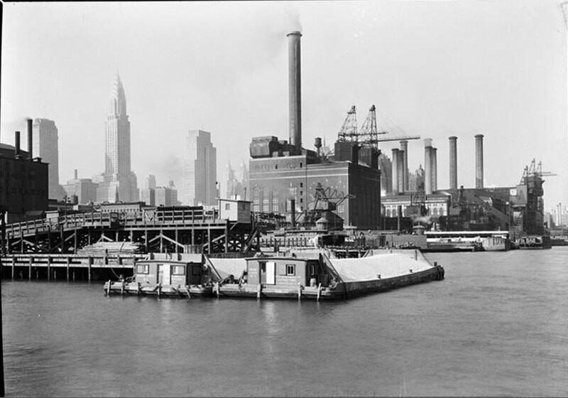 Edison and N.Y. Steam Co. plants from dock at 31st Street and East River.
