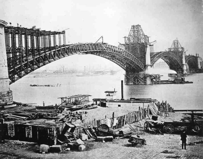 Construction of a bridge across the Mississippi River