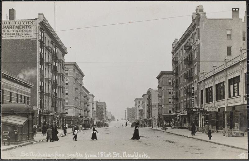 St. Nicholas Ave, south from 181st St., New York.