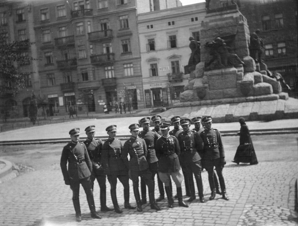 Group of soldiers at the memorial Grunwald