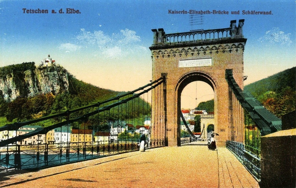Děčín. Císařovna Elisabeth Bridge a Shepherd zeď