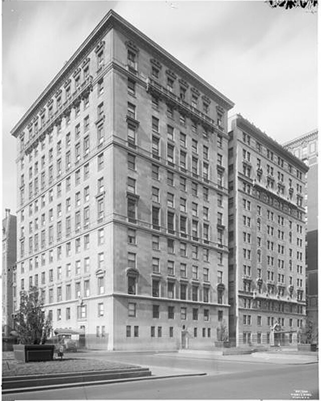 Park Avenue and 54th Street, N.W. corner. Apartment houses.