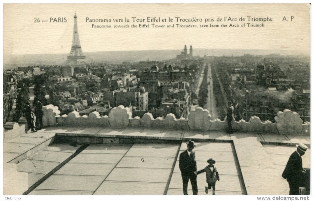 Panorama vers la Tour Effel et le Trocadero pris de l'Arc de Triomphe