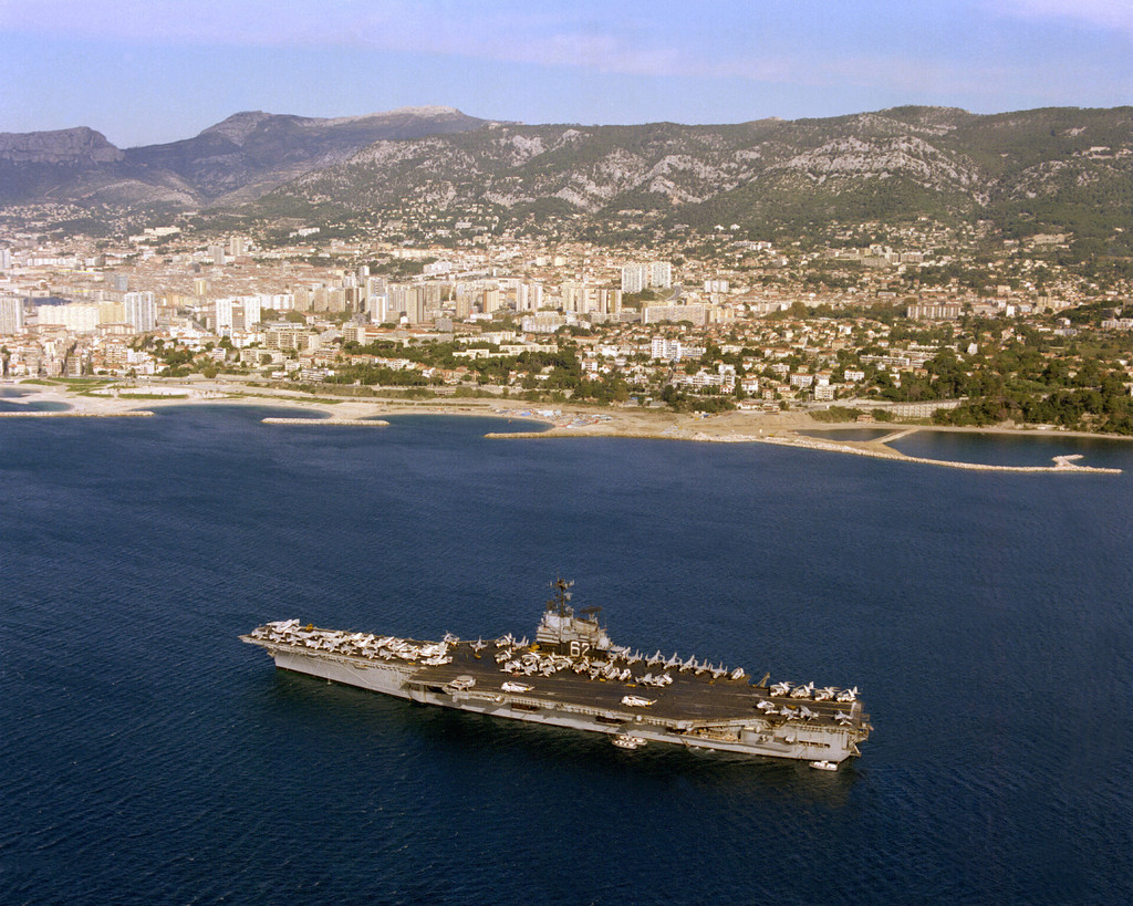 USS Independence (CV-62) anchored off Toulon in 1979