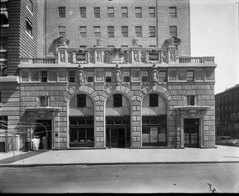 Park Avenue and 57th Street, N.E. corner. Ritz Tower, detail of basement.