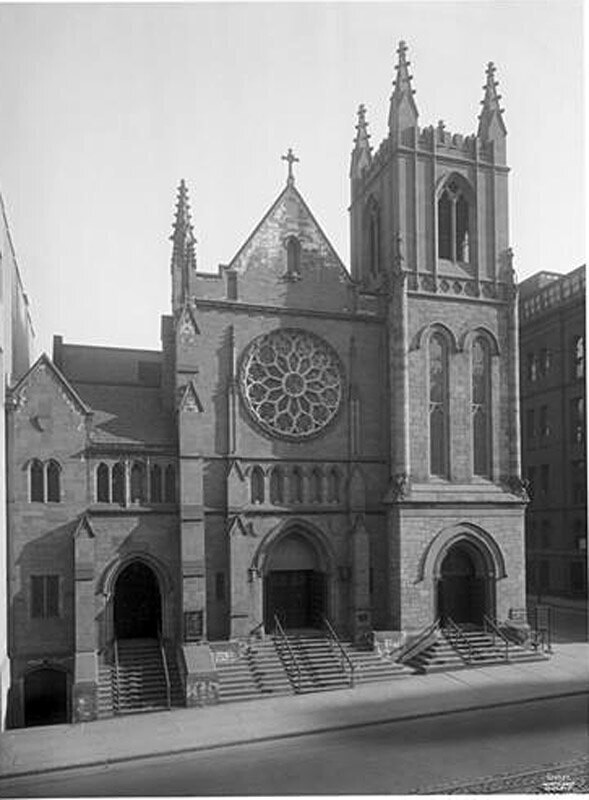 Madison Avenue at the N.E. corner of 71st Street. St. James Protestant Episcopal Church