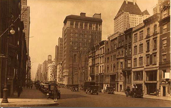 57th Street, north side, west from Park Avenue. In the centre is the Central Presbyterian Church