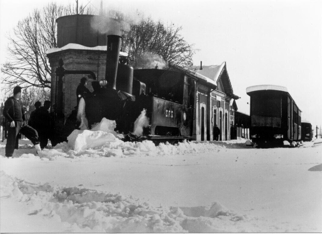 Estación de Llagostera durante la nevada