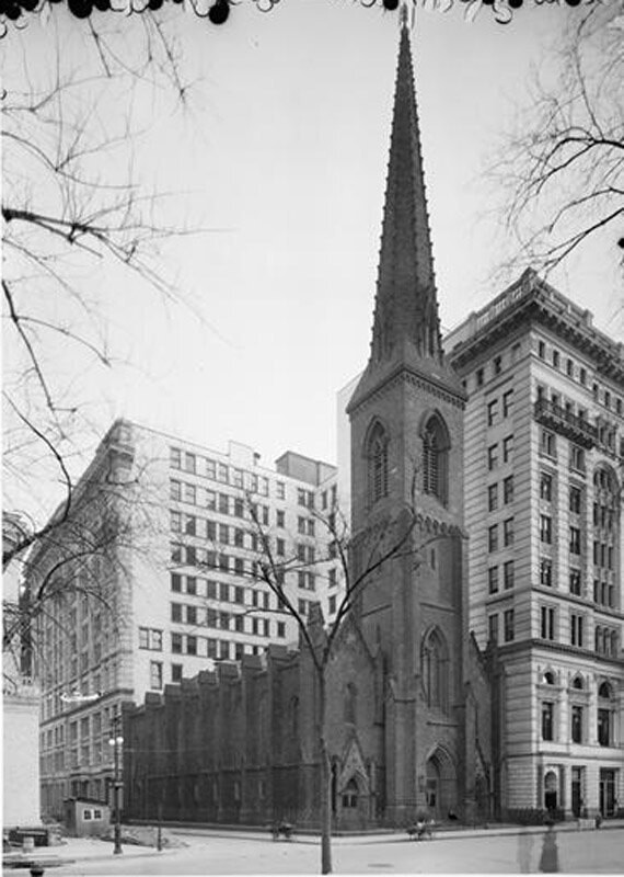 Madison Avenue at the corner of 24th Street. Madison Square Presbyterian Church Old.