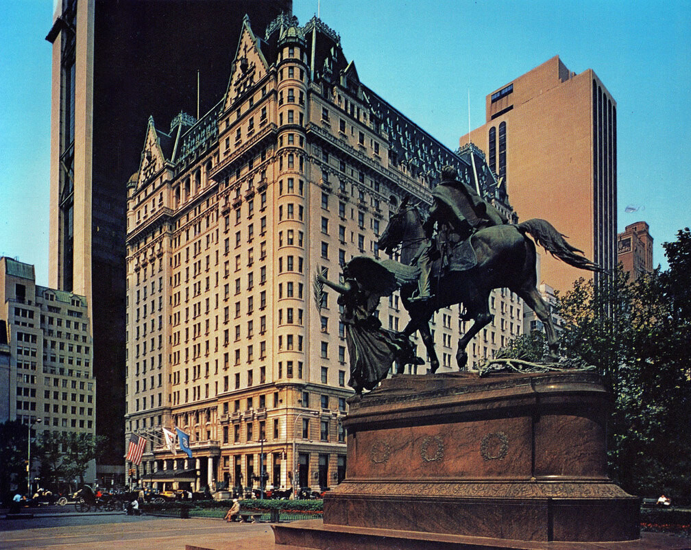 Plaza Hotel surrounded by the moder skyscrapers, 1973