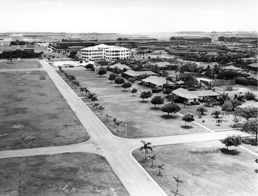 Hospital at Hickam Field, Oahu, US Territory of Hawaii, as seen from the base water tower